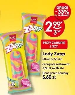 Żabka Lody Zapp Algida oferta