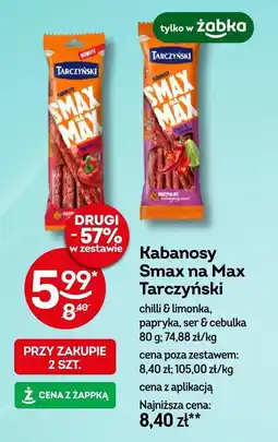 Żabka Kabanosy Smax na Max Tarczyński chilli & limonka, papryka, ser & cebulka oferta