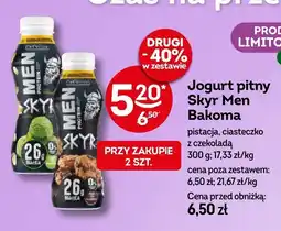 Żabka Jogurt pitny Skyr Men Bakoma pistacja, ciasteczko z czekoladą oferta