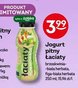 Żabka Jogurt pitny Łaciaty brzoskwinia-biała herbata, figa-biała herbata oferta