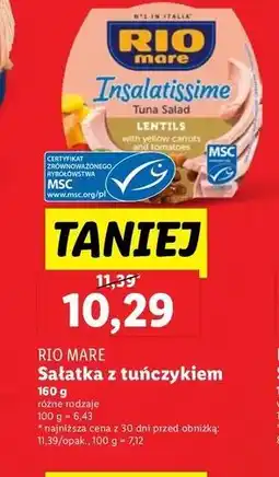 Lidl Sałatka z tuńczykiem soczewicą żółtą marchewką i pomidorami Rio Mare Insalatissime oferta