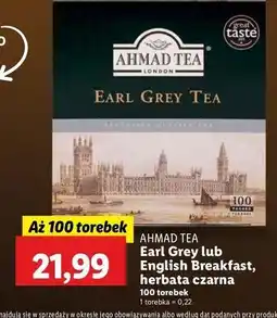 Lidl Herbata ekspresowa z zawieszką Ahmad Tea London English Breakfast oferta