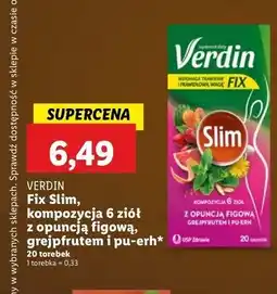 Lidl Herbata kompozycja 6 ziół z opuncją figową grejpfrutem i pu erh Verdin Fix oferta
