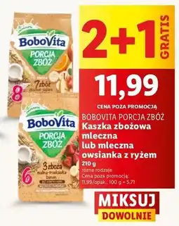 Lidl Kaszka mleczna 7 zbóż z płatkami kukurydzianymi banan-pomarańcz Bobovita Porcja Zbóż oferta