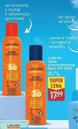 ALDI Spray przeciwsłoneczny sport spf 50 Lacura Sun oferta