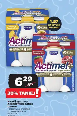 Netto Napój jogurtowy Actimel Triple Action truskawka-granat Danone oferta