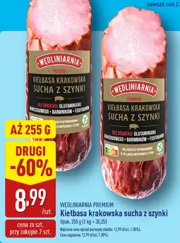 ALDI Kiełbasa krakowska sucha z szynki Wędziniarnia Premium oferta