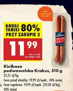 Biedronka Kiełbasa podwawelska Krakus oferta
