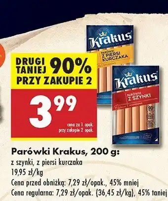 Biedronka Parówki Krakus z szynki z piersi kurczaka oferta