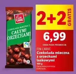 Lidl FIN CARRÉ Czekolada mleczna z orzechami laskowymi oferta
