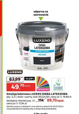 Leroy Merlin Farba lateksowa Luxens oferta
