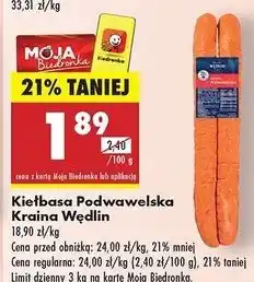 Biedronka Kiełbasa podwawelska Kraina Wędlin oferta