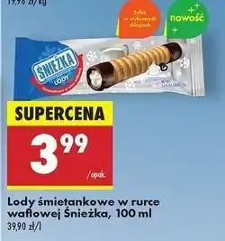 Biedronka Lody śmietankowe w rurce waflowej Śnieżka oferta