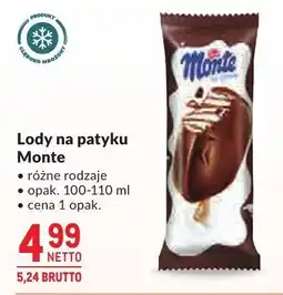 Makro Lody na patyku Monte różne rodzaje oferta