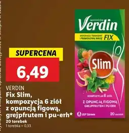 Lidl Herbata Fix Slim - kompozycja 6 ziół z opuncją figową, grejpfrutem i pu-erh Verdin oferta