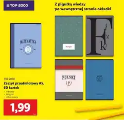 Lidl TOP 2000 Zeszyt przedmiotowy A5, 60 kartek oferta