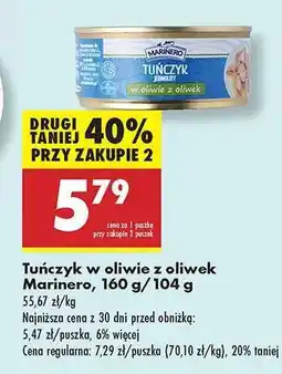 Biedronka Tuńczyk w oliwie z oliwek Marinero, 160 g/104 g oferta