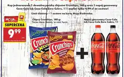 Biedronka Chipsy Crunchips, 140 g + Napój gazowany Coca-Cola lub Coca-Cola Zero Cukru, 1 l oferta