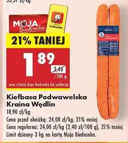 Biedronka Kiełbasa Podwawelska Kraina Wędlin oferta