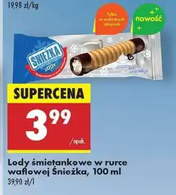 Biedronka Lody śmietankowe w rurce waflowej Śnieżka, 100 ml oferta