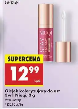 Biedronka Olejek koloryzujący do ust 3w1 Niuqi, 3 g oferta