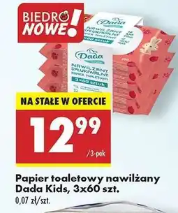 Biedronka Papier toaletowy nawilżany Dada Kids, 3x60 szt oferta