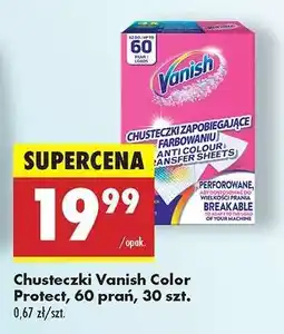 Biedronka Chusteczki Vanish Color Protect, 60 prań, 30 szt oferta