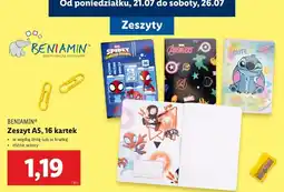 Lidl Zeszyt a5 16 kartek linia Beniamin oferta