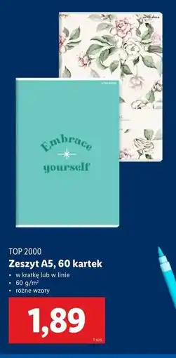 Lidl Zeszyt a5/60 k. linia Top-2000 oferta