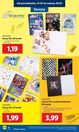 Lidl Zeszyt a5 32 kartkowy kratka Beniamin oferta