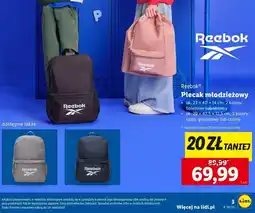Lidl Plecak młodzieżowy 29 x 42.5 12.5 cm czarny Reebok oferta