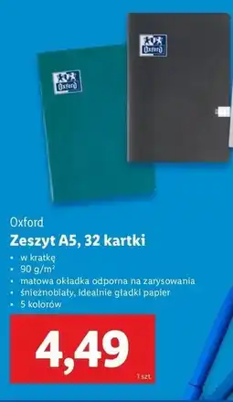 Lidl Zeszyt a5 32 kartki kratka Oxford oferta