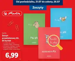 Lidl Zeszyt a5 60 kartek linia Herlitz oferta