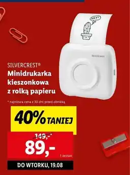 Lidl Mini drukarka z rolką papieru Silvercrest oferta