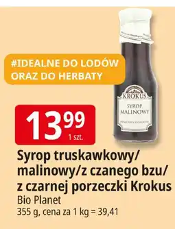 E.Leclerc Syrop truskawkowy/malinowy/z czarnego bzu/z czarnej porzeczki Krokus Bio Planet oferta