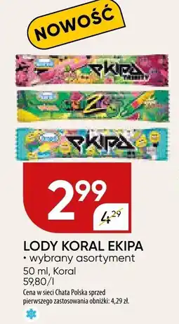 Chata Polska Lody Koral Ekipa wybrany asortyment oferta