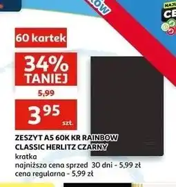 Auchan Zeszyt a5 60 kartek rainbow Herlitz oferta
