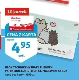 Auchan Blok techniczny a4 10k pusheen Unipap oferta