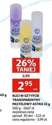Auchan Klej transparentny pastelowy Astra oferta