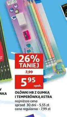 Auchan Ołówki z gumką + temperówka Astra oferta