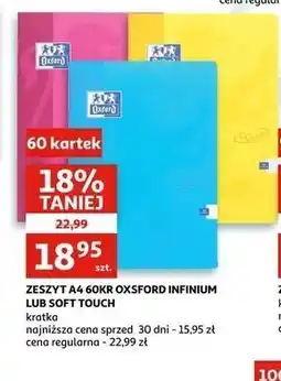 Auchan Zeszyt a4 60 kartek kratka soft touch Oxford oferta