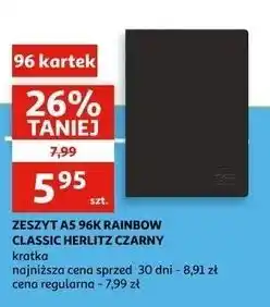Auchan Zeszyt a5 rainbow 96 kartek kratka Herlitz oferta