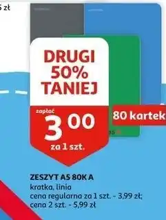 Auchan Zeszyt a5 80 kartkowy w linię oferta
