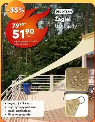 Biedronka Żagiel trójkątny 2 x 3 4 m Decoteam oferta