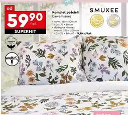 Biedronka Pościel bawełniana 220 x 200 + 2 70 80 cm Smukee Home oferta