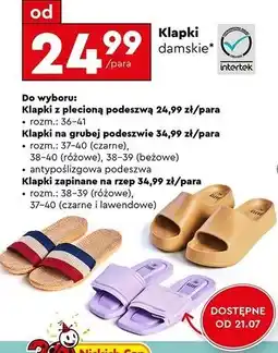 Biedronka Klapki damskie zapinane na rzep 37-40 lawendowe oferta