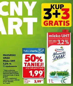 Kaufland Mleko UHT 3,2% 3+3 GRATIS Mazurski Smak oferta