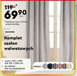 Biedronka Komplet zasłon welwetowych oferta