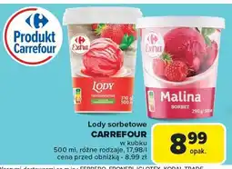Carrefour Lody sorbetowe Carrefour różne rodzaje oferta