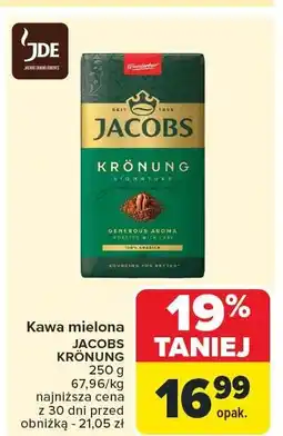 Carrefour Market Kawa mielona JACOBS KRÖNUNG 250g oferta